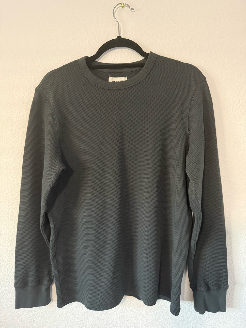 TAYLOR STITCH Dark Gray Waffle Knit Long-Sleeve Crew  M1